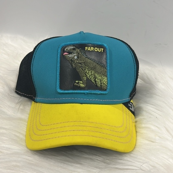 Goorin Bros. Iguana Party Summer Nights Blue/Yellow/Black Trucker - Picture 2 of 5